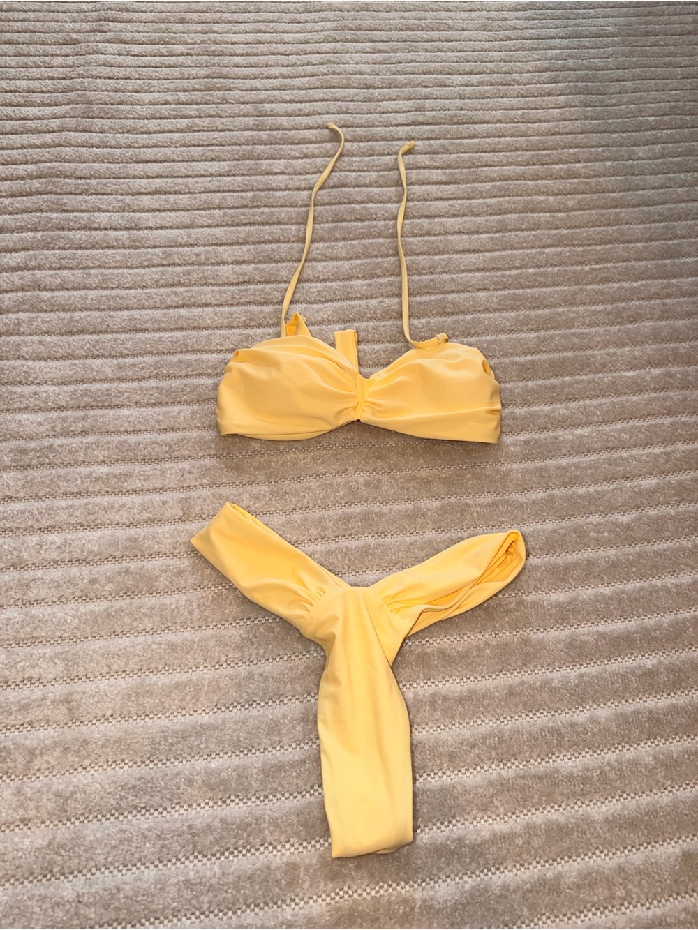 XS Butter Yellow Twist Front Thong Bikini Set